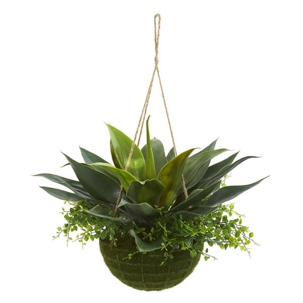 Nearly Naturals Agave & Maiden Hair Artificial Plant in Hanging Basket 4285